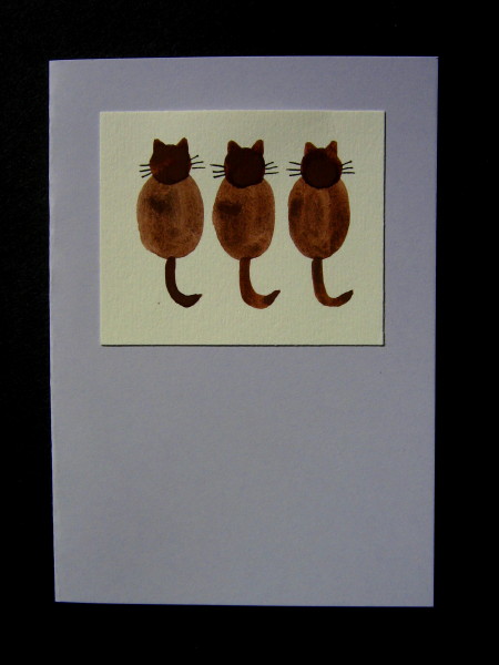 3 Brown Cats on Lilac