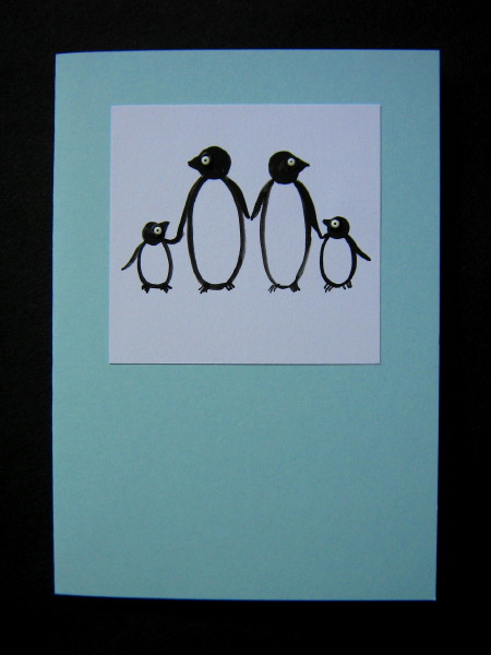 4 Penguins on Pale Blue