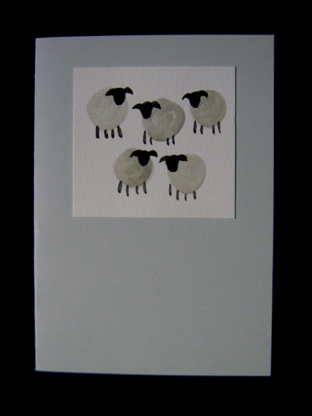5 Sheep on Pale Grey